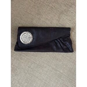 Y2K GUESS‎ Black Clutch Evening Bag Purse Faux Leather Silver Hardware